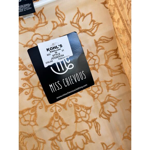 NWT Miss Chievous Women Embroidered Duster Jackets Coats‎ Yellow SZ Large - Picture 5 of 10